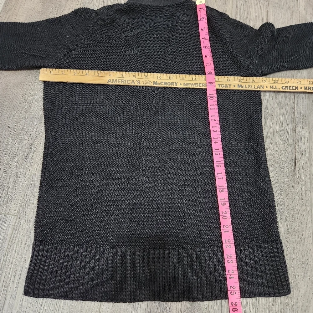 Banana Republic Black 100% Linen Open Knit V Neck Button Cardigan Size L - Picture 10 of 10
